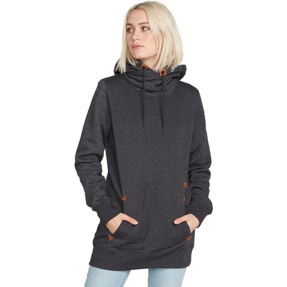 Volcom Tops - SALE 🎉 NWT Volcom Tower Fleece Dark Gray Black Cowl Neck Hoodie